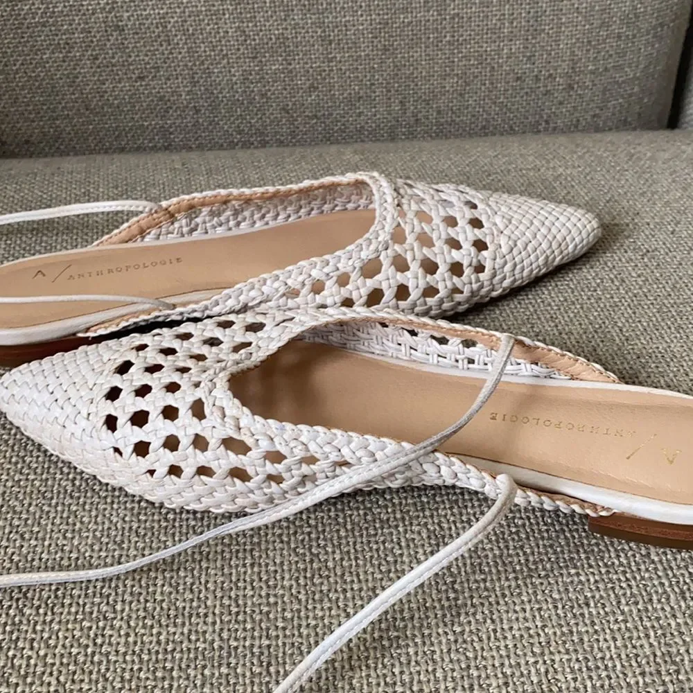 NWOB Anthropologie Marino Ankle-Tie Flats Size 7.5
